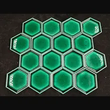 Ручная работа мозаика Металл искусство керамическая зеленая треск плитка DIY мозаика столовая плитка дизайнер