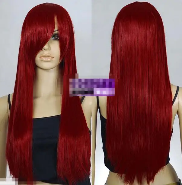 Жаропрочных ну вечеринку cosplays волос TJ &gt темный красная жара Styleable длинные