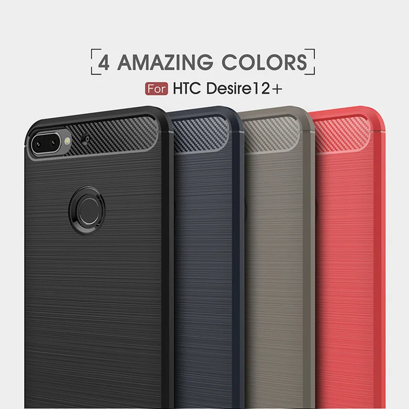 

1Pcs Luxury Mobile Phone Cases for HTC Desire12plus+ Silicone Drop Protection Gel carbon fiber Soft Shell