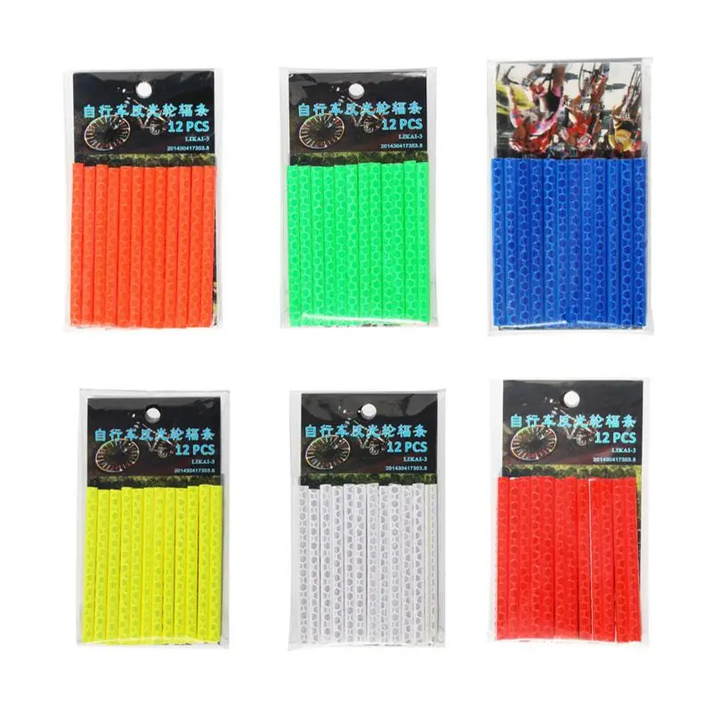 

36pcs Bike Bicycle Wheel Spokes Reflective Sticker Tube Warning Safety Light DIY Cycling Reflector Tubes