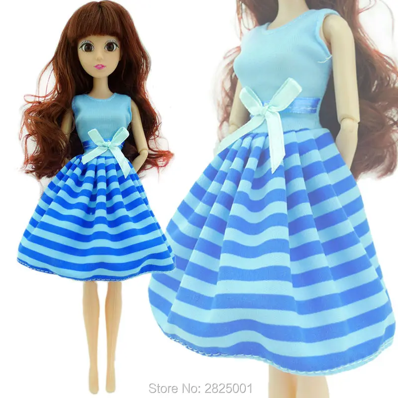 

Handmade Girl Daily Wear Blue Dress With Bowknot Summer Clothing Dollhouse 1:6 Clothes For Barbie FR Kurhn Doll Kids Toys Gift