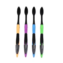 4 шт. мягкая двойная ультра зубная щетка бамбук древесный уголь нано щетка уход за полостью рта для семьи нано-антибактериальная зубная щетка угри