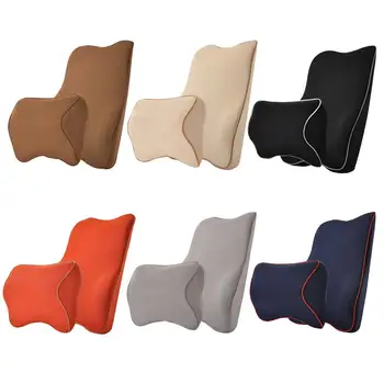 

2018 Car Headrest Neck Pillow Waist Set Comfortable Universal Breathable Cloth Memory Cotton Waist Pillow High Flame Retardancy