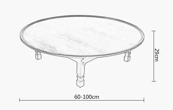 60-100cm Round Korean Coffee Table Folding Leg Asia Antique Furniture Floor Table for Dinning Traditional Living Room Wood Table