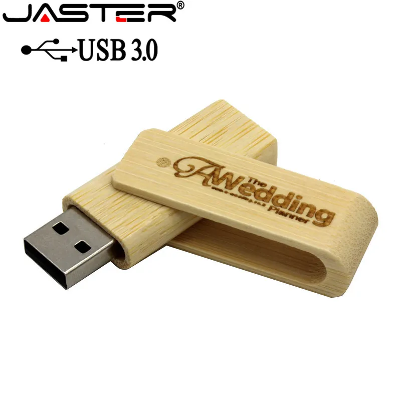 JASTER USB 3,0 лазерная гравировка логотип на заказ Деревянный вращающийся usb флеш-накопитель перевернуть флешки 64 ГБ 16 ГБ 32 ГБ карта памяти