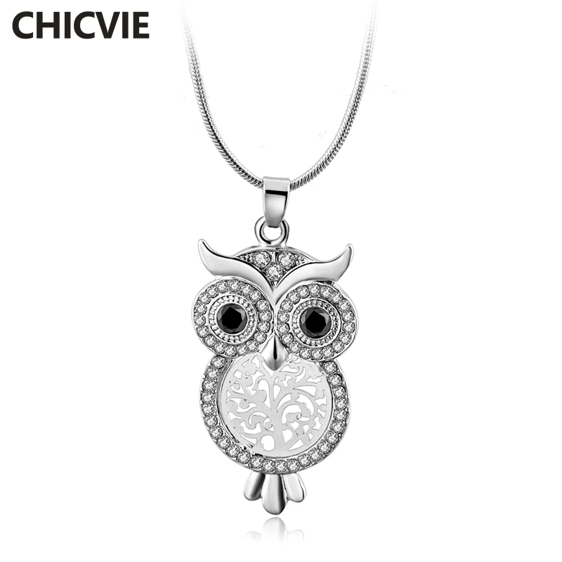 

CHICVIE Custom Owl Tree Of Life Silver Necklace Pendant Charm Necklace Women boho Jewelry Statement Bohemian Necklaces SNE180035