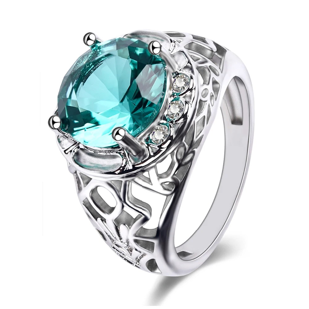 

2019 New Hot Sale Green Ring for Women Fashion Inlaid Flower Ring Jewelry Anillos Mujer