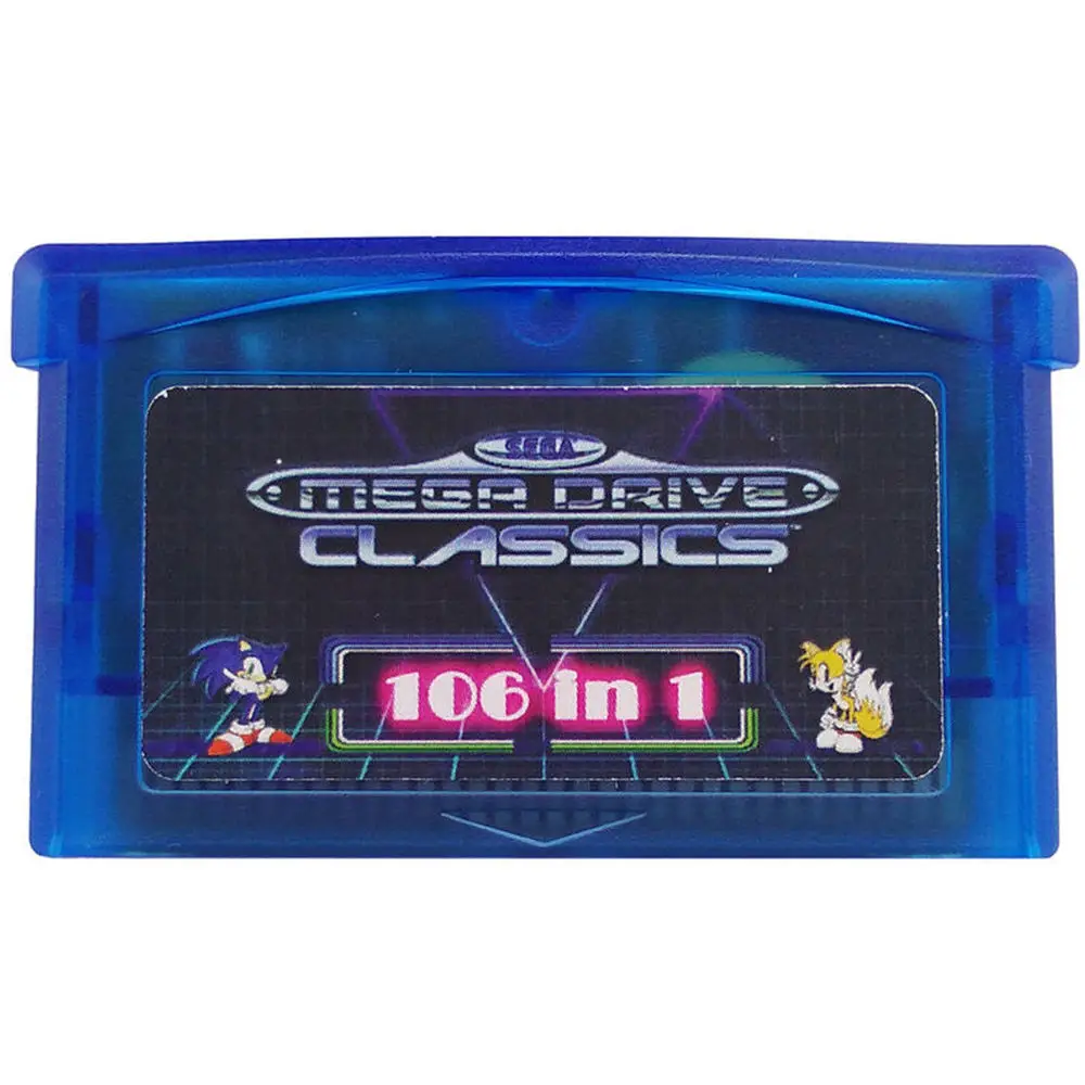 106 в 1 геймпад игровая карта gba картридж коробка диск для sega Master система для GBA nintendo Advance SP NDS мультиарт игры карты - Цвет: Синий