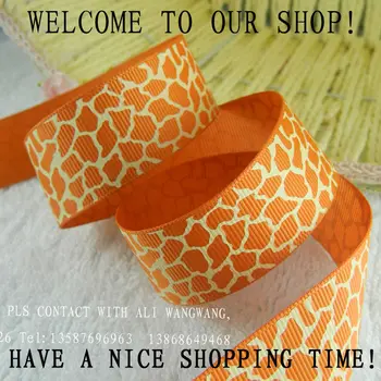 

Free Shipping DIY Material 1''(25mm) 20 yards New Arrival Polyester Grosgrain Ribbon Brown Leopard ribbon animal printed