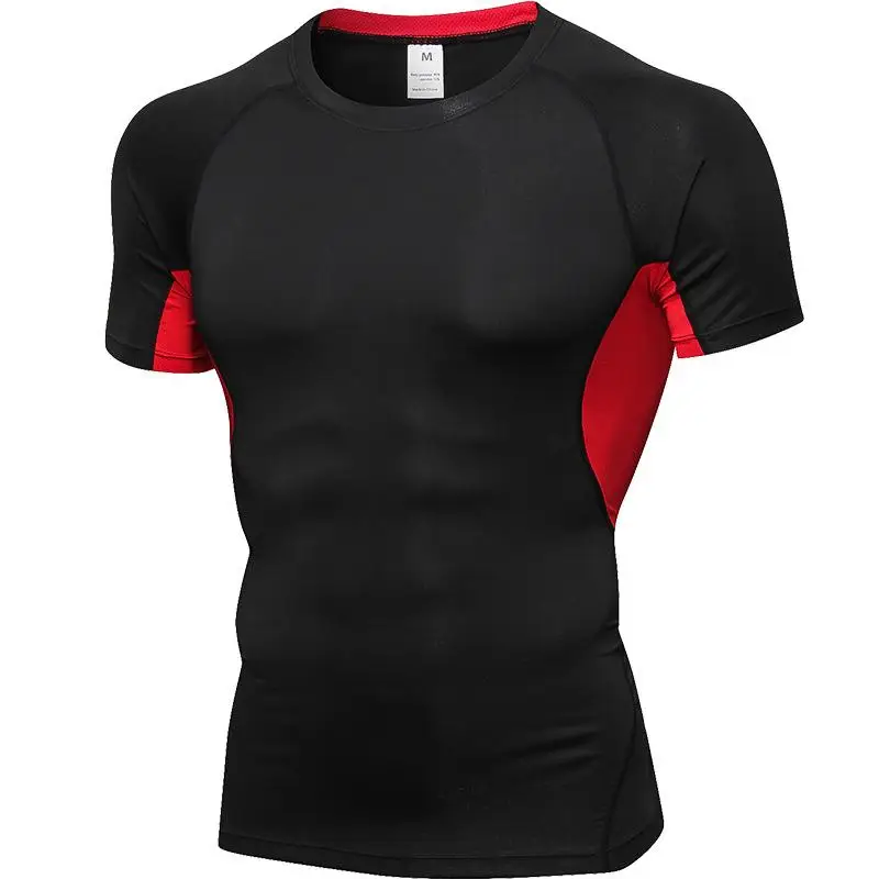 

Men Fitness Gym T Shirts Short Sleeve Training Compression Running Jogging Tops Tees Quick Dry Strethy Athletic T Shirt