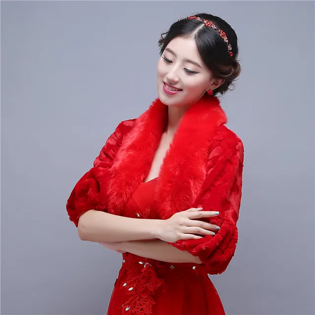 Woman images wearing a faux fur wrap with a cheongsam dress Woman images wearing a faux fur wrap with a cheongsam dress