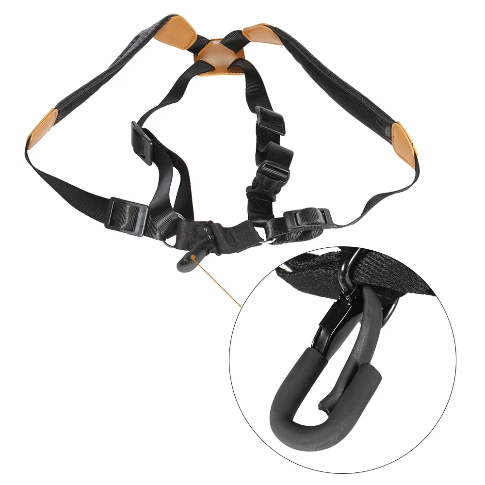 

Adjustable Leather Tenor Alto Soprano Saxophone Sax Chest Double Shoulder Strap with EVA Padded Metal Hook