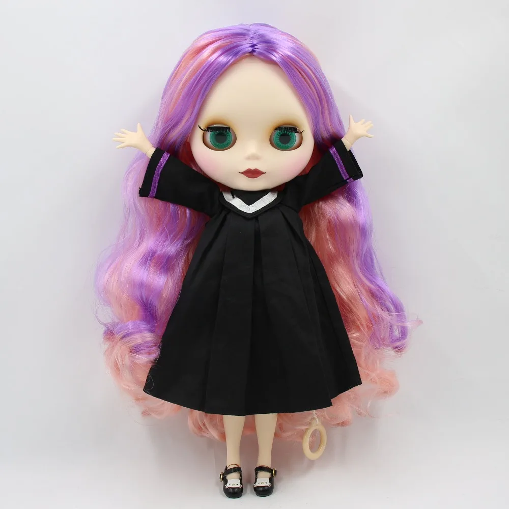 

factory blyth doll 1/6 bjd joint body white skin matte face BL7216/1010 purple and pink hair 30cm