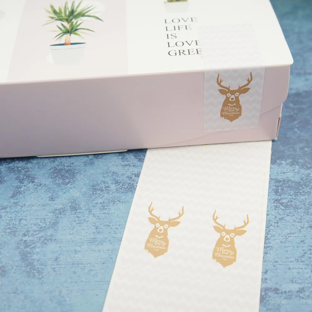 

60pcs Christmas Elk pink design sticker as Gift Tag Christmas gift Decoration scrapbooking DIY Sticker box seal sticker