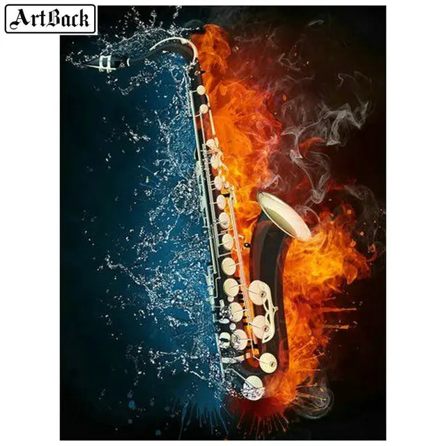 5D diamond painting saxophone icon full square instrument diamond