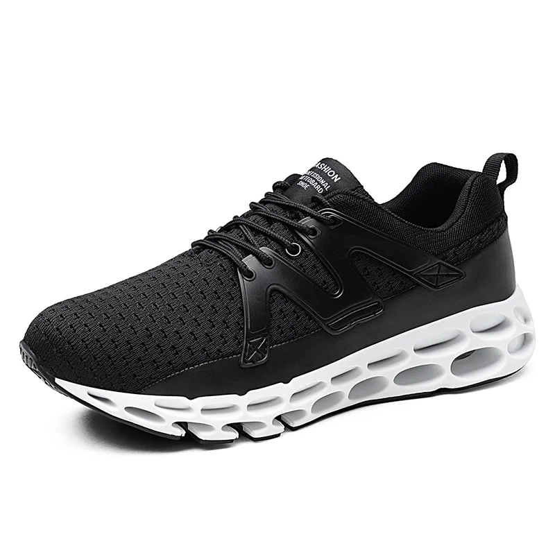

Fashion Men Causal Shoes Breathable Flyknit Lace-Up Flats Black White Red Shoe For Male Mens Sneakers Trainers man