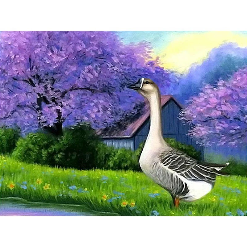 HUACAN-5D-Diy-Diamond-Painting-Animals-Diamond-Embroidery-Gray-Goose-DIY-Full-Square-Round-Drill-Birthday