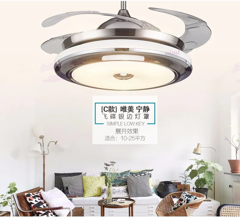 Us 198 88 High Quality 3 Color Led Fan Lamp Changing Light Modern Led Invisible Ceiling Fan Light Remote Control Ceiling Lamp 110 240v In Ceiling