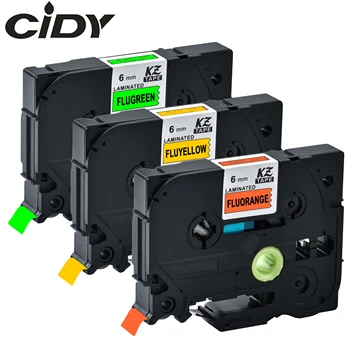 

CIDY 6mm Mixed Fluorescent color Laminated Compatible tze-B11 TZE-C11 TZE-D11 for brother p-touch label maker ribbon cassette