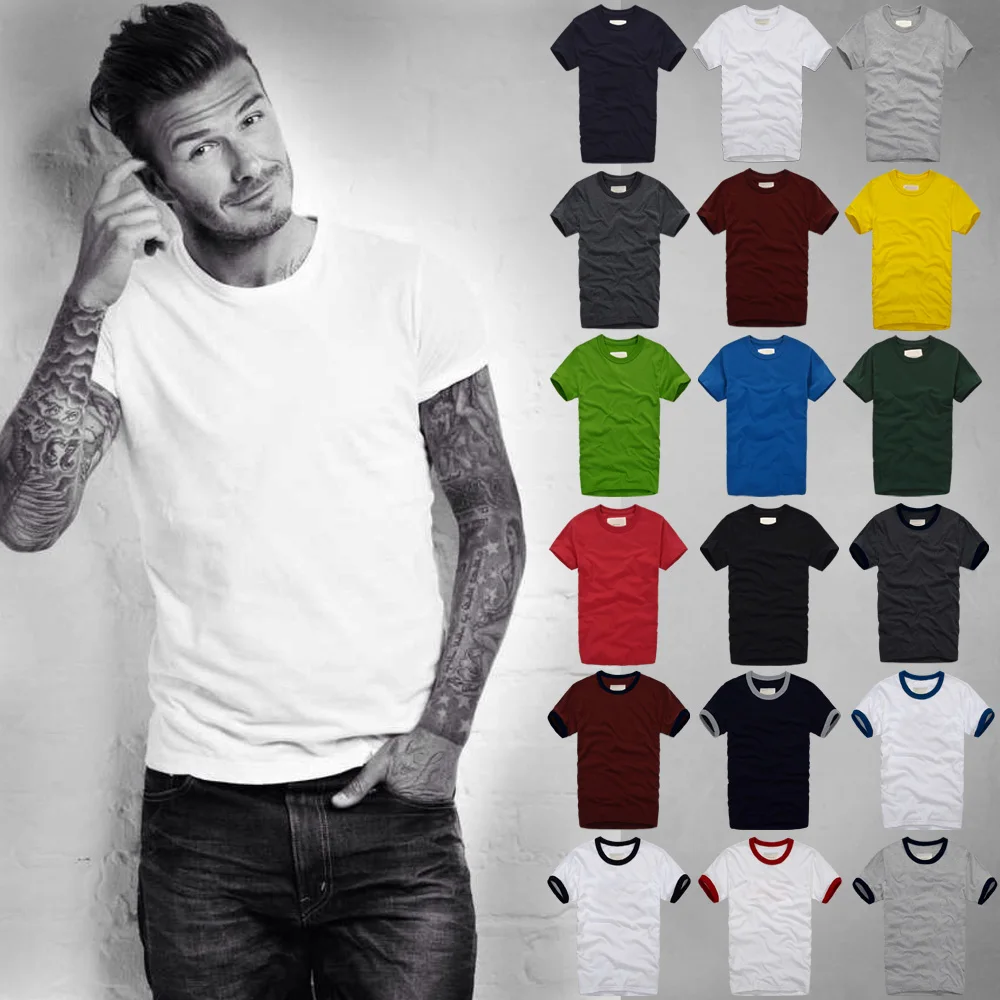 

2016 summer brand men's short-sleeved 100% cotton T-shirt men bottoming shirt solid color Casual O-Neck Male Tops & Tees