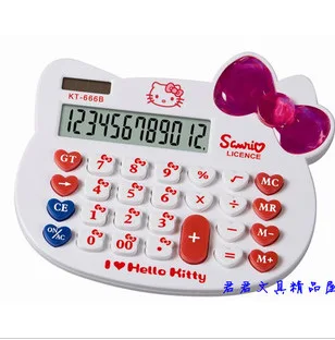 12 أرقام عرض الوردي لطيف الفاخرة مرحبا كيتي حاسبة ازدواجية السلطة Calculadora الكرتون Hesap Makinesi Bowknot Kalkulator