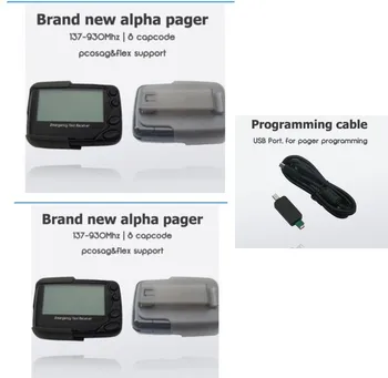 

2pcs Hand/PC programmable pager, POCSAG or Flex pager, alpha paging system receiver, free programing cable, text message pager