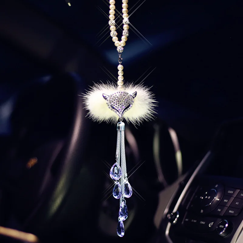 Шикарный автомобильный подвесной аксессуар для девочек кристалл кулон в автомобиле зеркало заднего вида авто Интерьер Декор алмаз лиса роскошный автомобиль кулон