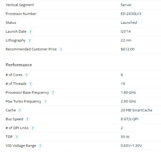 Ксеон ES qeyx E5 2630LV3 Процессор 8-ядерный 1,8 ГГц 20 м LGA2011-3 процессор E5 V3 инженерный образец