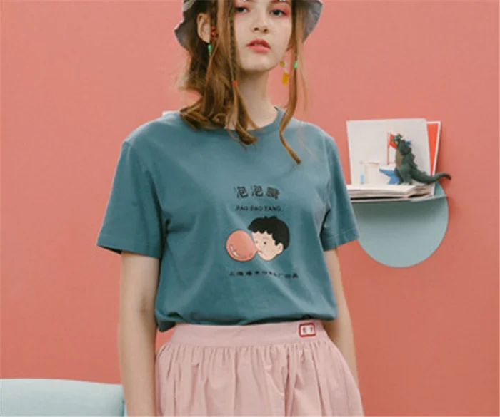 

T-Shirts Fashion 2017 Summer Women T Shirt Funny Printed Casual Short Sleeve Cotton O-Neck Tees Tops