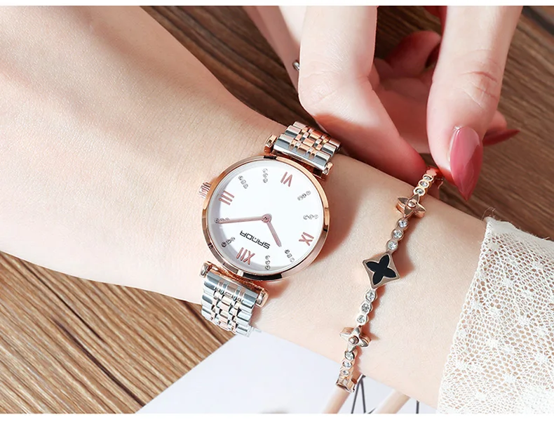 Relojes de marca famosa de oro rosa, reloj vintage a prueba de agua informal de estrella de las señoras, reloj de diseñador de moda de acero inoxidable para mujer - 5