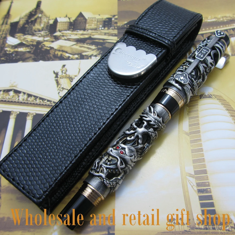 Jinhao Dragon Phoenix Heavy серый китайский классический зажим для перьевой ручки и сумка