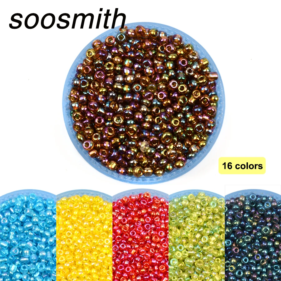 

Approx.1000pcs 2mm Plating Corolful Round Hole Czech Seed Glass Beads Loose Spacer Beads for DIY Clothes Bags sew Handmade