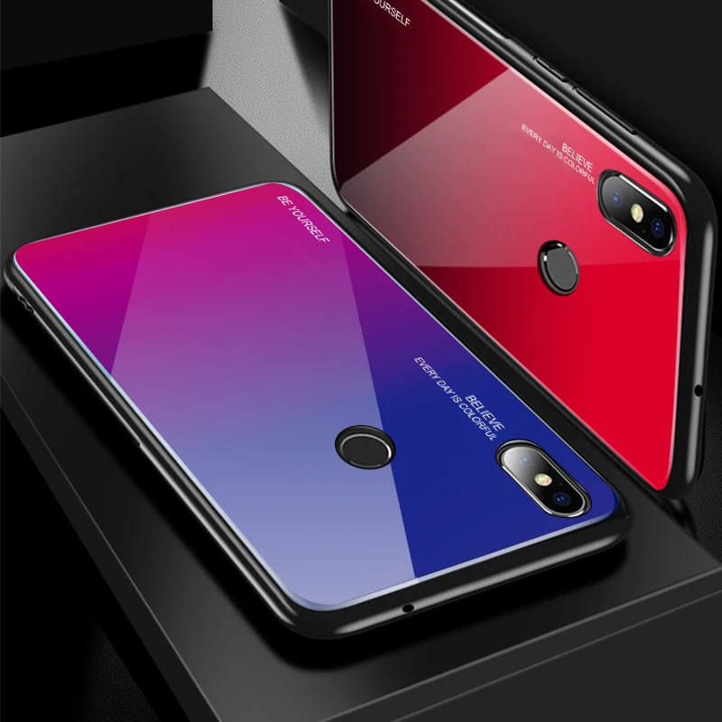 Градиентный чехол из закаленного стекла для Xiao mi Red mi Note 5 6 7 Pro Pocophone F1 mi 8 mi 9 9SE A2 Lite 6X 5X A1, защитный чехол