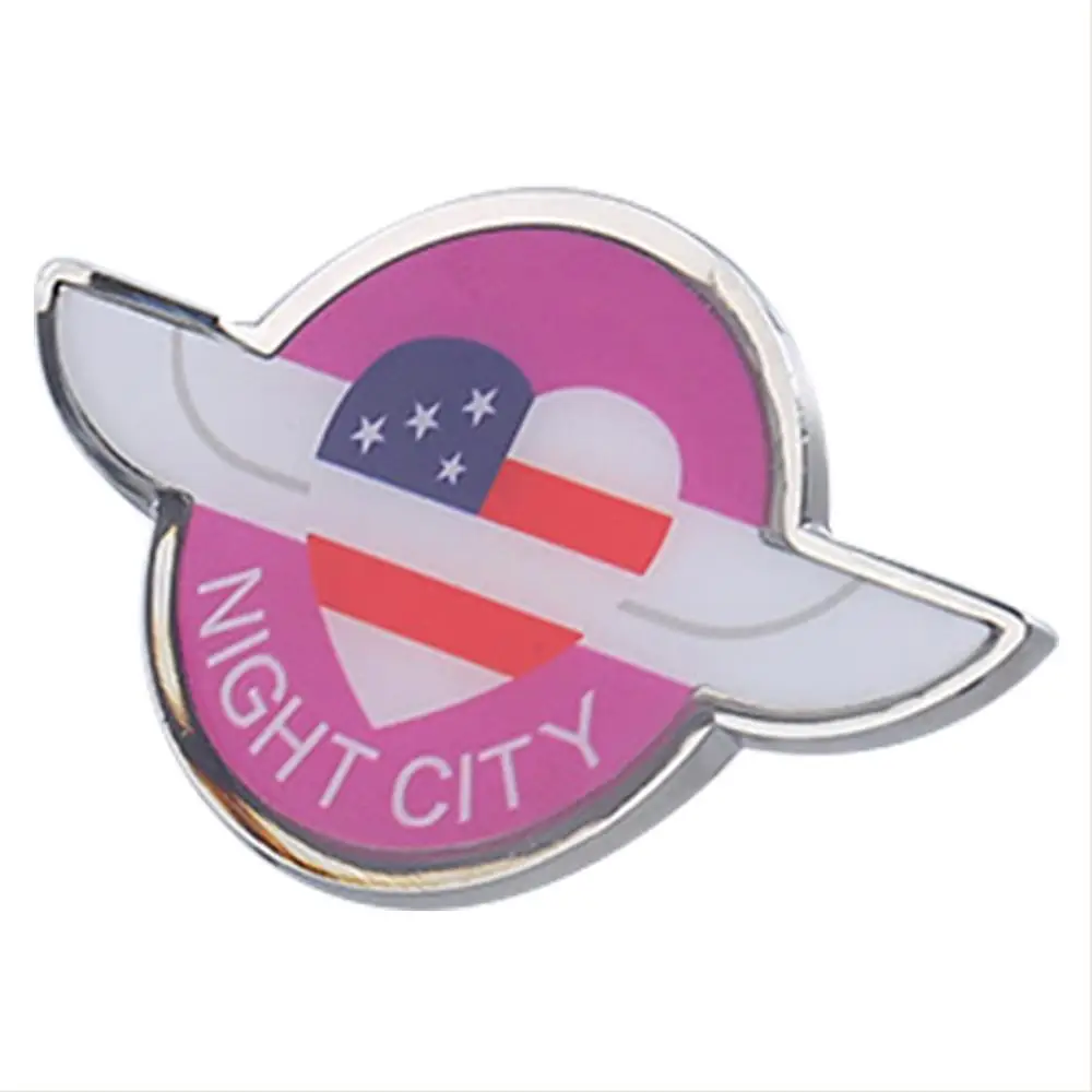 

Game Cyberpunk 2077 Night City Badge High Quality Pink Alloy Badge Unisex