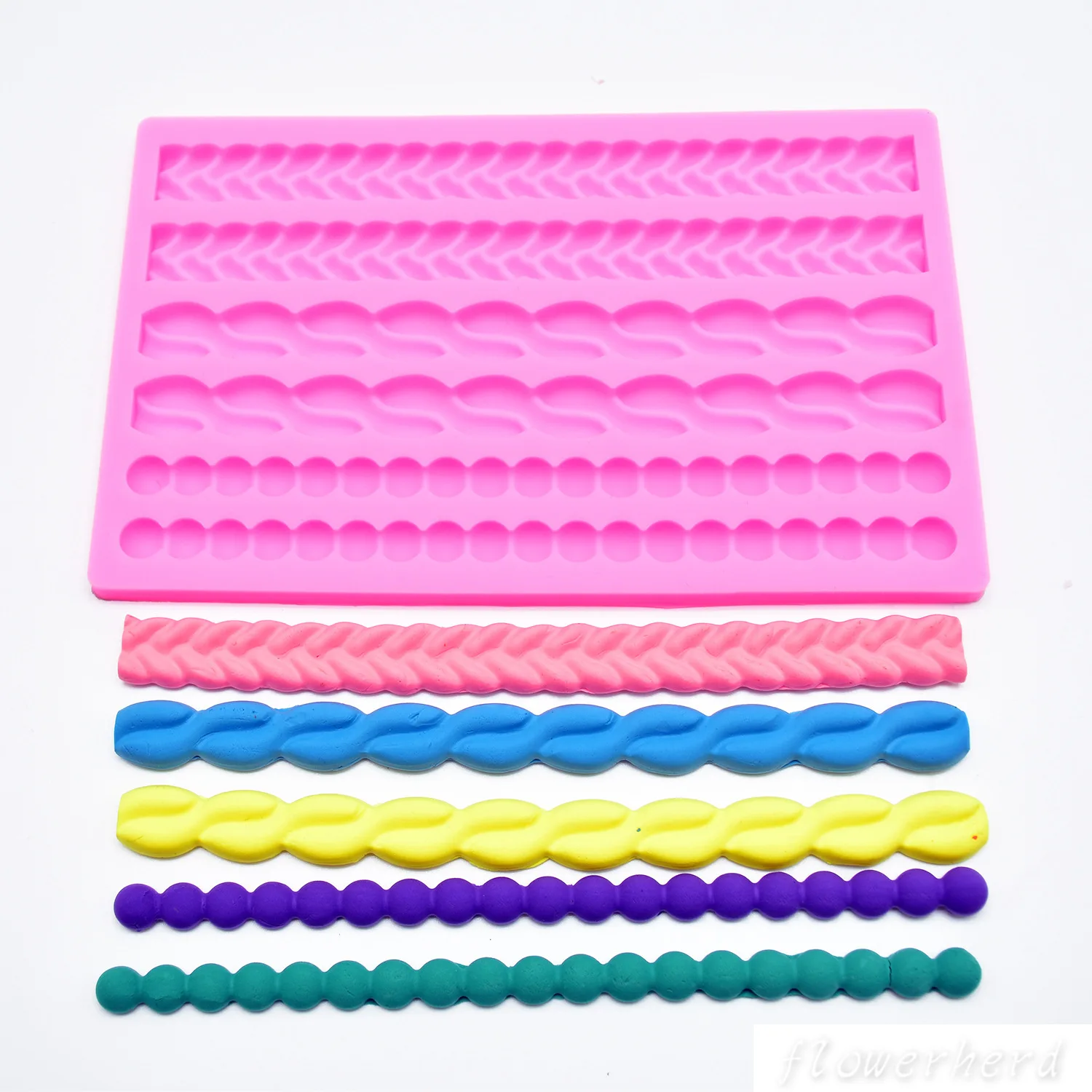 

Braid Rope Pearl Silicone Fondant Mold Cake Border Decorating Molds Silicone Pie Crust Impression Mold Kitchen Baking Cake Tools