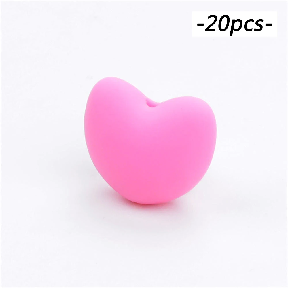 LOFCA 20 шт в форме сердца свободные силиконовые бусины для прорезиненное Силиконовое ожерелье для прорезывания зубов свободные бусины для ребенка прорезыватель BPA безопасные бусины DIY - Цвет: pink