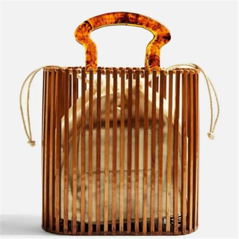 

2019 New European and American Hollow Woven Handbags Luxury Fashion Beach Straw Bag Acrylic Women Handbags Ladies Totes