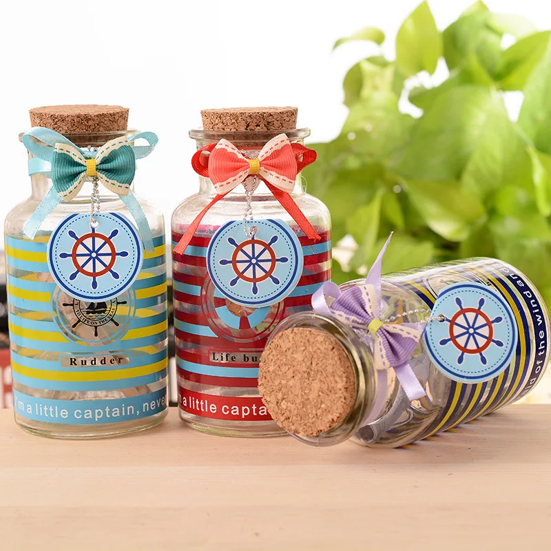 

Colorful Stripe Glass Wishing Bottle Vials Jars with Cork Stopper Message Vial Jars Glass Weddings Wish Bottle
