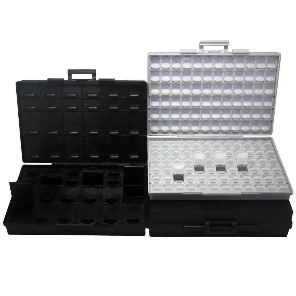 2 of aidetek 0603 0402 resistor craft beads storage box Organizer w/lids label 