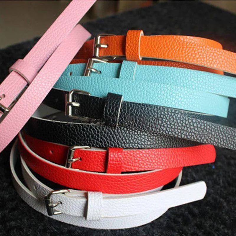 Women Waist Dress Access Thin Faux Leather Belt