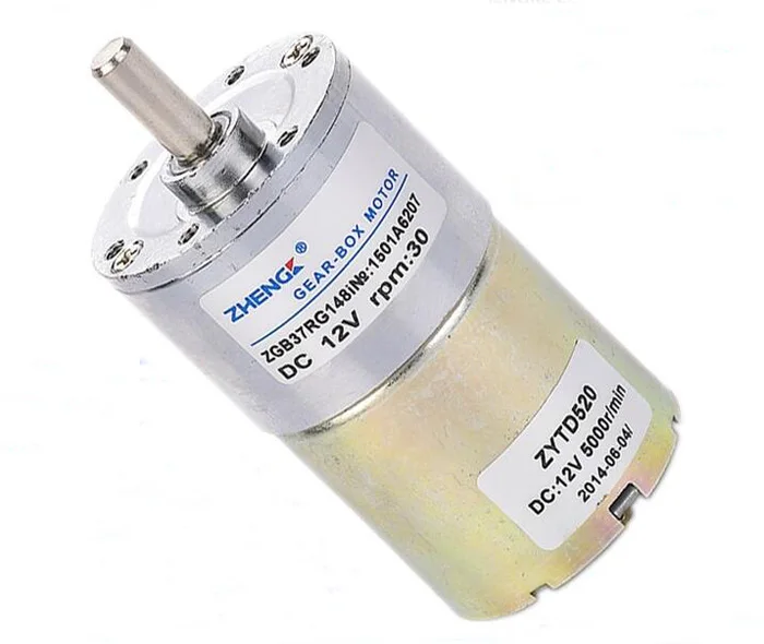 ZGB37RG DC 12V 24V 5000r/min ZYTD520 DC Gear-box Motor cw ccw large torque 2r 6rpm 10rpm 100rpm 150rpm 200rpm 500rpm 600r 1000r gb37 520 12v 70rpm micro dc gear motor for large torque robot silver
