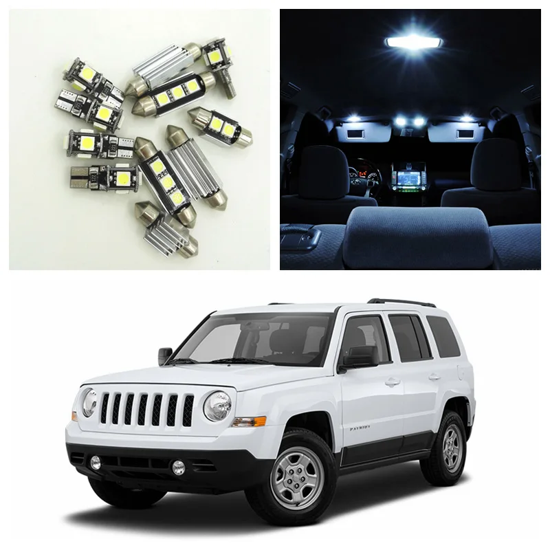 Us 10 87 36 Off 10pcs White Canbus Car Led Light Bulbs Interior Package Kit For 2007 2015 Jeep Patriot Map Dome Trunk License Plate Lamp In Signal