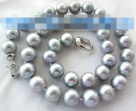 

~~ bjc>>11mm Gray Round Freshwater Pearl Necklace 18" Discount 35%