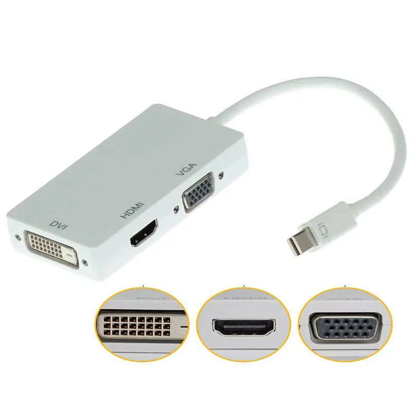 AHHROOU Thunderbolt DP к HDMI DVI VGA Кабель-адаптер 3 в 1 1080 P Mini display port конвертер Для iMac Apple MacBook Pro Air