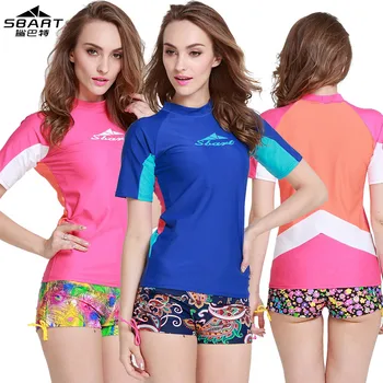 

Women short sleeves wetsuit rashguard Scuba Surf Diving T-Shirt Swim Suit Swimwear Rash Guard Tops shirt women surf Neoprenanzug