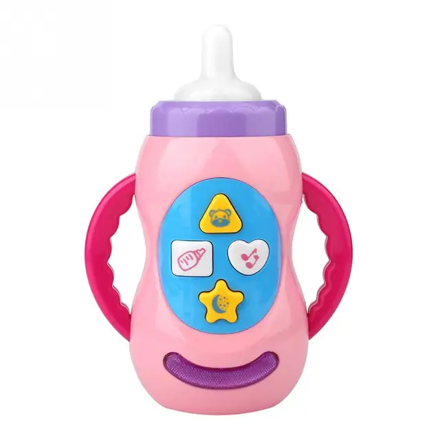 Cute Baby Milk Bottle Toy LED Flashing Simulation Baby Bottle With