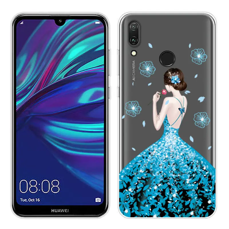 Cartoon Case for Huawei Y6 2019 Case Soft Silicone Back Cover Phone Case For Y7 2019 Honor 8x 9 10 Clear TPU Y 6 2019 Cover Capa (25)