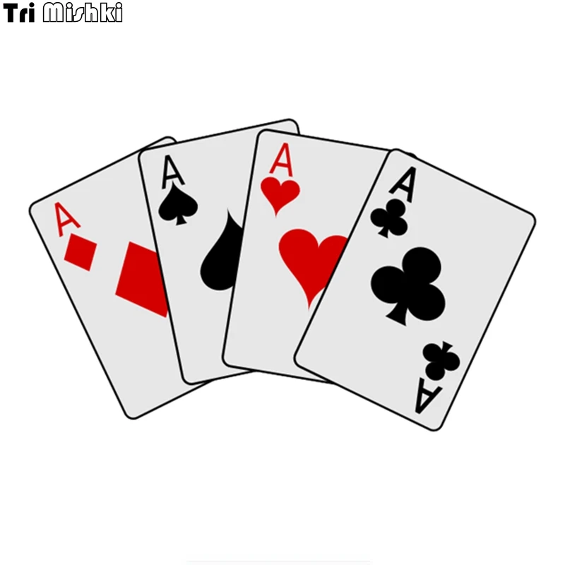 

Tri Mishki WCS431 11*17.5cm playing card game poker car sticker funny PVC coloful Decals Motorcycle Accessories sticker