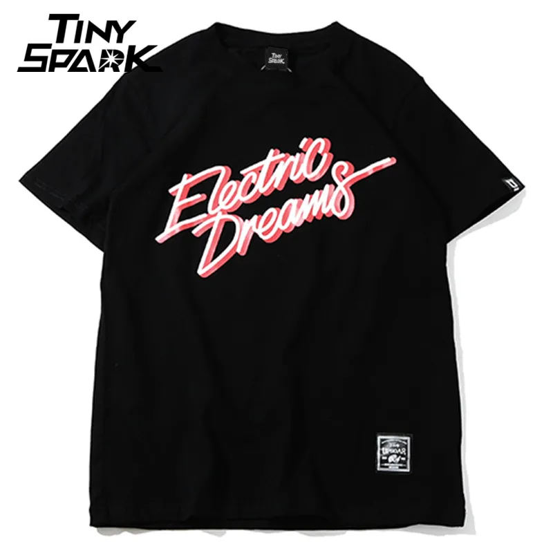 

2018 Men T shirt Hip Hop Electric Dreams Old Fashion T-Shirt Vintage Hiphop Tshirt Summer Cotton 100 White High Street Tops Tees