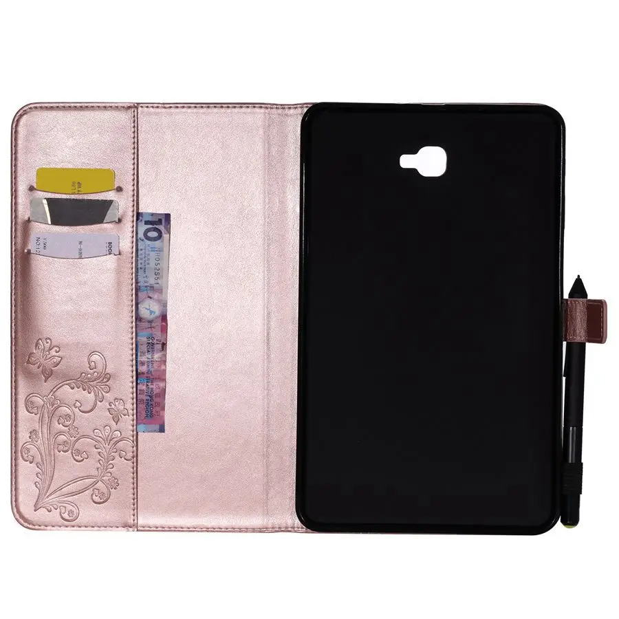 Кожаный чехол с откидной крышкой для Samsung Galaxy Tab A6 10 1 2016 TabA тиснеными бабочками +